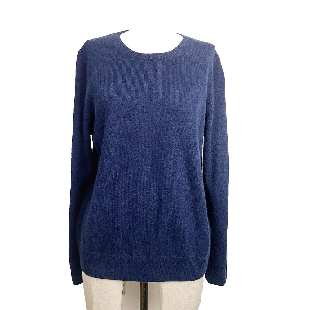 Quince Mongolian Cashmere Sweater L Blue Crewneck Long Sleeve Relaxed Pullover - Picture 1 of 6